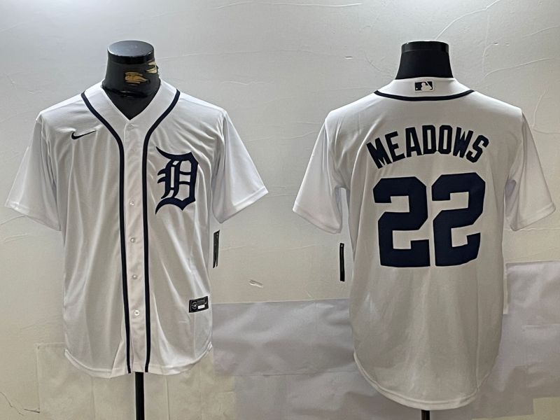 Men Detroit Tigers #22 Meadows White Game 2024 Nike MLB Jersey